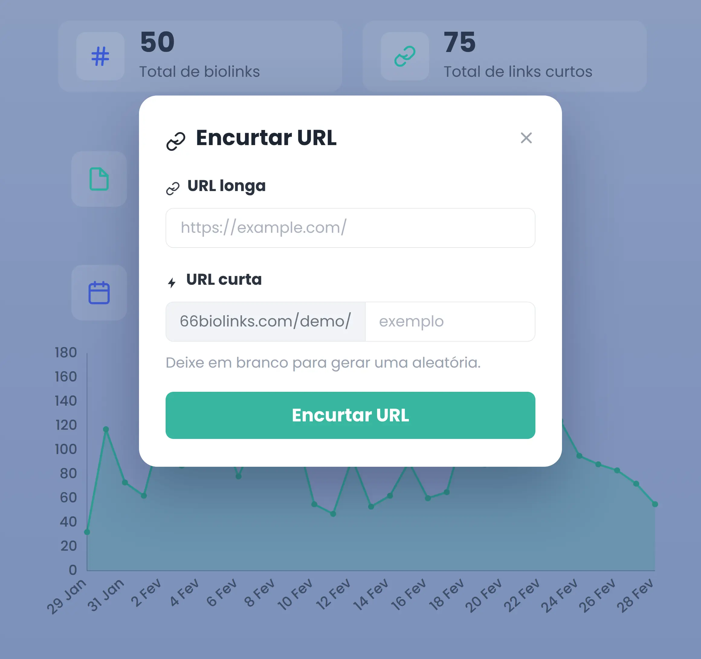 Captura de tela da página de edição de URL curta do aplicativo